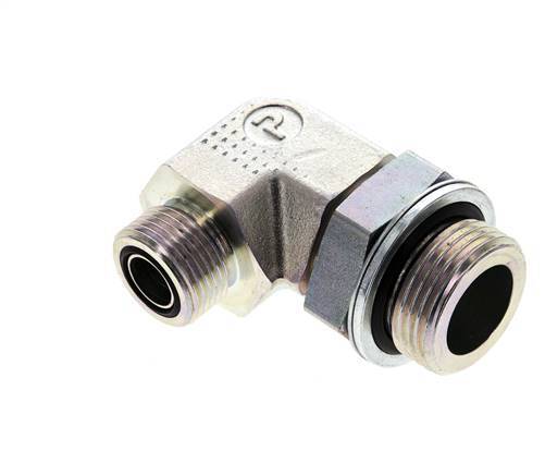 UNS 1''-14 x G 1'' Außengewinde Verzinkter Stahl 90 Grad Winkelverschraubung ORFS 315 Bar - Hydraulisch