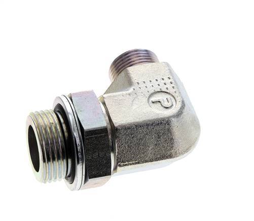 UNS 1''-14 x G 1'' Außengewinde Verzinkter Stahl 90 Grad Winkelverschraubung ORFS 315 Bar - Hydraulisch