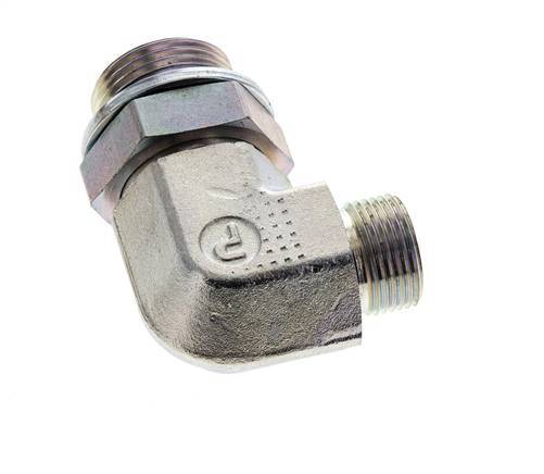 UNS 1''-14 x G 1'' Außengewinde Verzinkter Stahl 90 Grad Winkelverschraubung ORFS 315 Bar - Hydraulisch