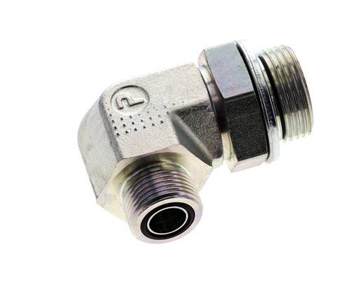 UNS 1''-14 x G 1'' Außengewinde Verzinkter Stahl 90 Grad Winkelverschraubung ORFS 315 Bar - Hydraulisch