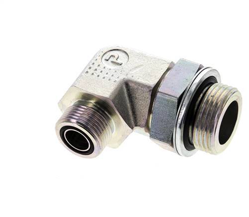 UNS 1''-14 x G 1'' Außengewinde Verzinkter Stahl 90 Grad Winkelverschraubung ORFS 315 Bar - Hydraulisch