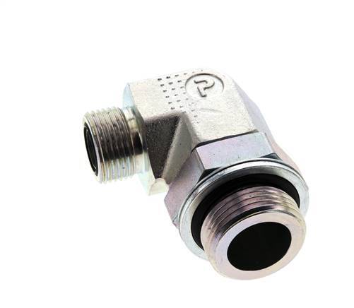 UNS 1''-14 x G 1'' Außengewinde Verzinkter Stahl 90 Grad Winkelverschraubung ORFS 315 Bar - Hydraulisch