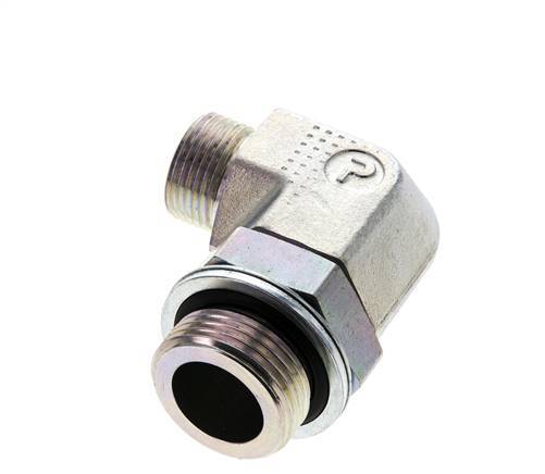 UNS 1''-14 x G 1'' Außengewinde Verzinkter Stahl 90 Grad Winkelverschraubung ORFS 315 Bar - Hydraulisch