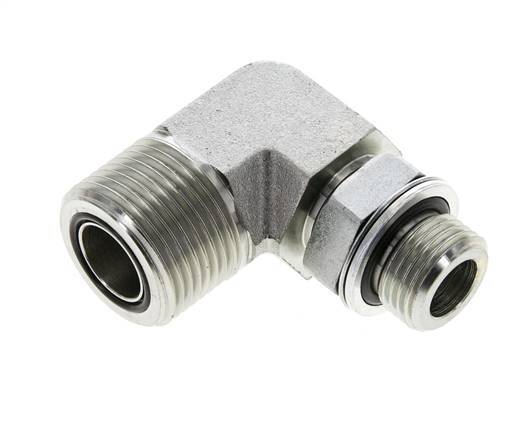 UN 1-3/16''-12 x G 1/2'' männlich Verzinkter Stahl 90 Grad Winkelverschraubung ORFS 400 Bar - Hydraulisch