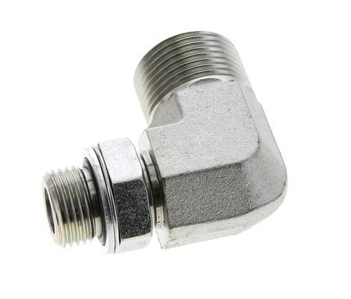 UN 1-3/16''-12 x G 1/2'' männlich Verzinkter Stahl 90 Grad Winkelverschraubung ORFS 400 Bar - Hydraulisch