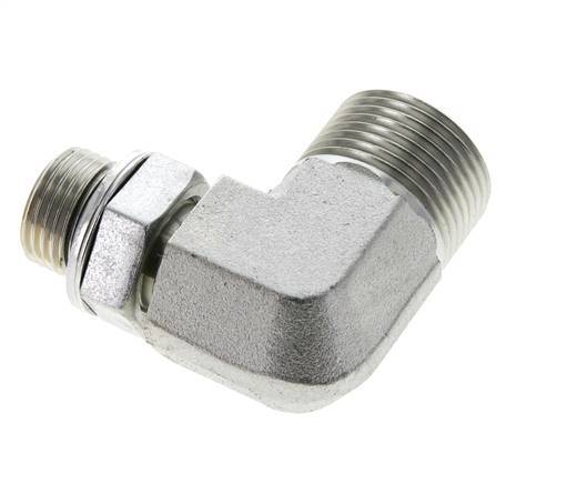 UN 1-3/16''-12 x G 1/2'' männlich Verzinkter Stahl 90 Grad Winkelverschraubung ORFS 400 Bar - Hydraulisch
