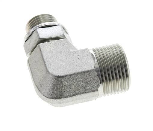 UN 1-3/16''-12 x G 1/2'' männlich Verzinkter Stahl 90 Grad Winkelverschraubung ORFS 400 Bar - Hydraulisch