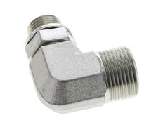 UN 1-3/16''-12 x G 1/2'' männlich Verzinkter Stahl 90 Grad Winkelverschraubung ORFS 400 Bar - Hydraulisch