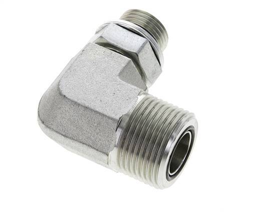 UN 1-3/16''-12 x G 1/2'' männlich Verzinkter Stahl 90 Grad Winkelverschraubung ORFS 400 Bar - Hydraulisch