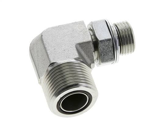UN 1-3/16''-12 x G 1/2'' männlich Verzinkter Stahl 90 Grad Winkelverschraubung ORFS 400 Bar - Hydraulisch