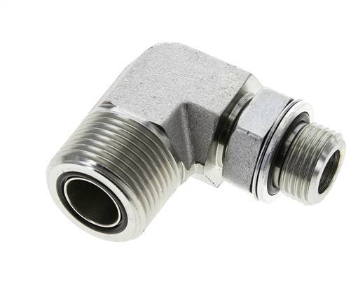 UN 1-3/16''-12 x G 1/2'' männlich Verzinkter Stahl 90 Grad Winkelverschraubung ORFS 400 Bar - Hydraulisch