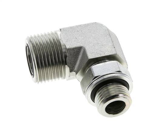 UN 1-3/16''-12 x G 1/2'' männlich Verzinkter Stahl 90 Grad Winkelverschraubung ORFS 400 Bar - Hydraulisch