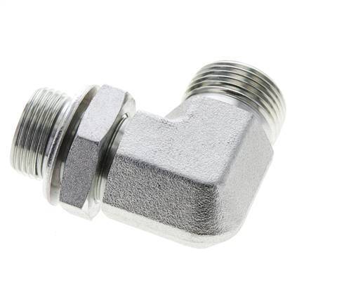 UN 1-3/16''-12 x G 3/4''-Außengewinde Verzinkter Stahl 90 Grad-Winkelverschraubung ORFS 400 Bar - Hydraulisch