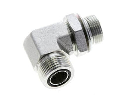 UN 1-3/16''-12 x G 3/4''-Außengewinde Verzinkter Stahl 90 Grad-Winkelverschraubung ORFS 400 Bar - Hydraulisch
