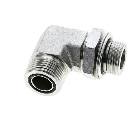 UN 1-3/16''-12 x G 3/4''-Außengewinde Verzinkter Stahl 90 Grad-Winkelverschraubung ORFS 400 Bar - Hydraulisch