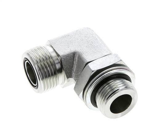 UN 1-3/16''-12 x G 3/4''-Außengewinde Verzinkter Stahl 90 Grad-Winkelverschraubung ORFS 400 Bar - Hydraulisch
