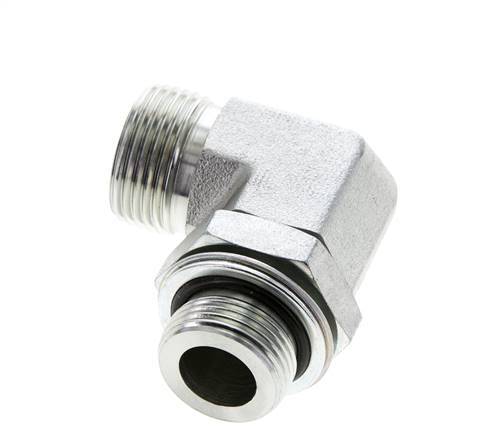 UN 1-3/16''-12 x G 3/4''-Außengewinde Verzinkter Stahl 90 Grad-Winkelverschraubung ORFS 400 Bar - Hydraulisch