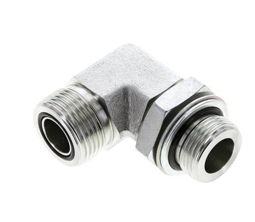 UN 1-3/16''-12 x G 3/4''-Außengewinde Verzinkter Stahl 90 Grad-Winkelverschraubung ORFS 400 Bar - Hydraulisch