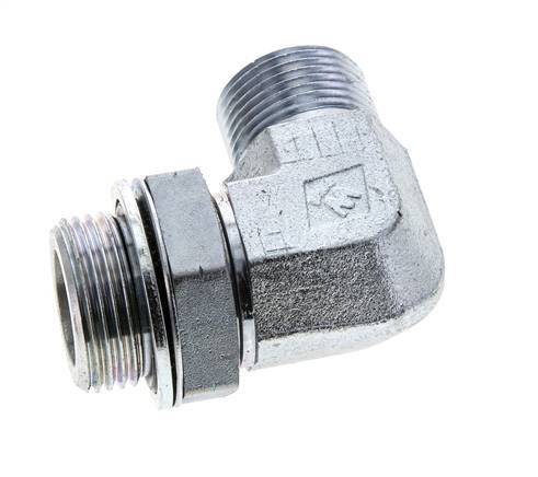 UN 1-3/16''-12 x G 1'' männlich Verzinkter Stahl 90 Grad Winkelverschraubung ORFS 315 Bar - Hydraulisch