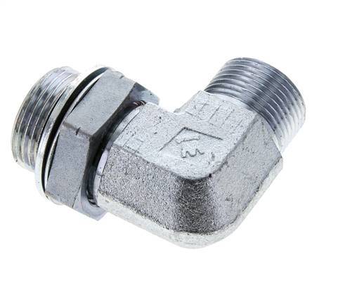 UN 1-3/16''-12 x G 1'' männlich Verzinkter Stahl 90 Grad Winkelverschraubung ORFS 315 Bar - Hydraulisch