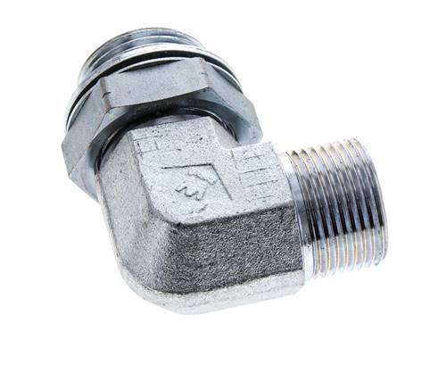 UN 1-3/16''-12 x G 1'' männlich Verzinkter Stahl 90 Grad Winkelverschraubung ORFS 315 Bar - Hydraulisch