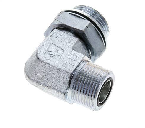 UN 1-3/16''-12 x G 1'' männlich Verzinkter Stahl 90 Grad Winkelverschraubung ORFS 315 Bar - Hydraulisch