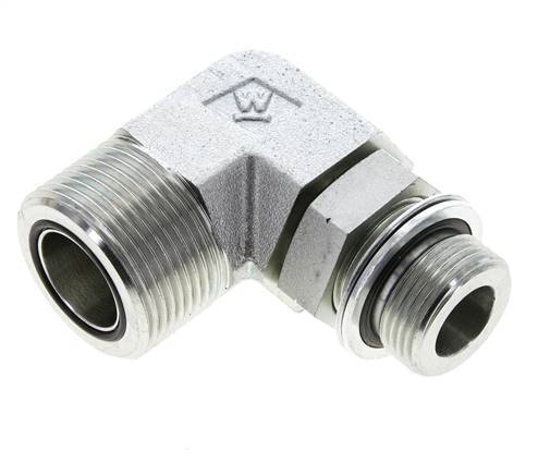 UN 1-7/16''-12 x G 3/4'' männlich Verzinkter Stahl 90 deg Winkelverschraubung ORFS 315 Bar - Hydraulisch