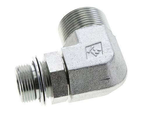 UN 1-7/16''-12 x G 3/4'' männlich Verzinkter Stahl 90 deg Winkelverschraubung ORFS 315 Bar - Hydraulisch