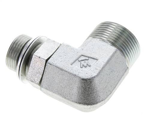 UN 1-7/16''-12 x G 3/4'' männlich Verzinkter Stahl 90 deg Winkelverschraubung ORFS 315 Bar - Hydraulisch