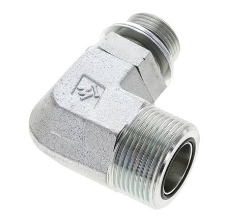 UN 1-7/16''-12 x G 3/4'' männlich Verzinkter Stahl 90 deg Winkelverschraubung ORFS 315 Bar - Hydraulisch