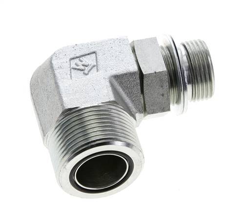 UN 1-7/16''-12 x G 3/4'' männlich Verzinkter Stahl 90 deg Winkelverschraubung ORFS 315 Bar - Hydraulisch