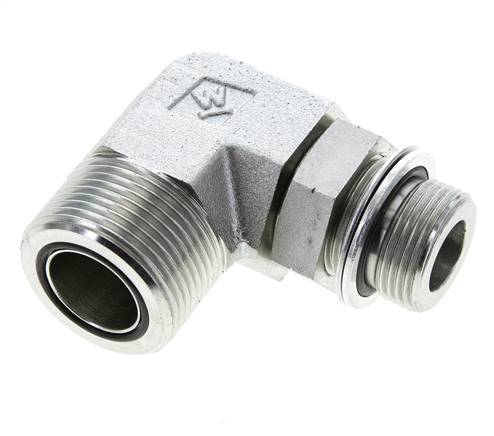 UN 1-7/16''-12 x G 3/4'' männlich Verzinkter Stahl 90 deg Winkelverschraubung ORFS 315 Bar - Hydraulisch