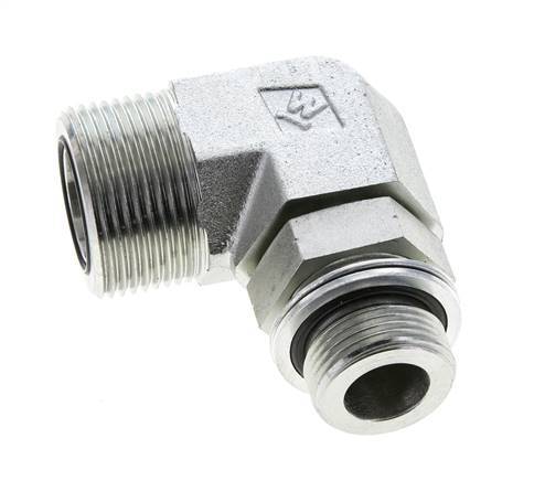 UN 1-7/16''-12 x G 3/4'' männlich Verzinkter Stahl 90 deg Winkelverschraubung ORFS 315 Bar - Hydraulisch