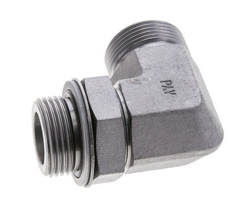 UN 1-7/16''-12 x G 1'' Männlich Verzinkter Stahl 90 Grad Winkelverschraubung ORFS 315 Bar - Hydraulisch