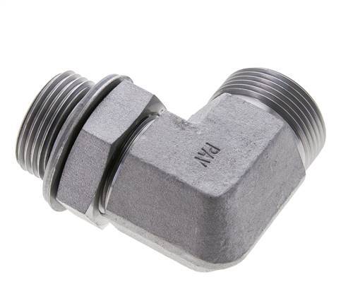 UN 1-7/16''-12 x G 1'' Männlich Verzinkter Stahl 90 Grad Winkelverschraubung ORFS 315 Bar - Hydraulisch