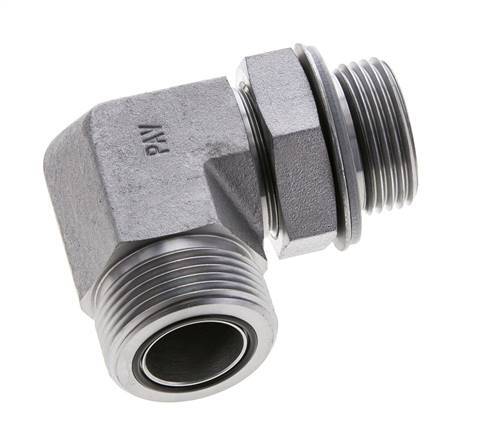 UN 1-7/16''-12 x G 1'' Männlich Verzinkter Stahl 90 Grad Winkelverschraubung ORFS 315 Bar - Hydraulisch