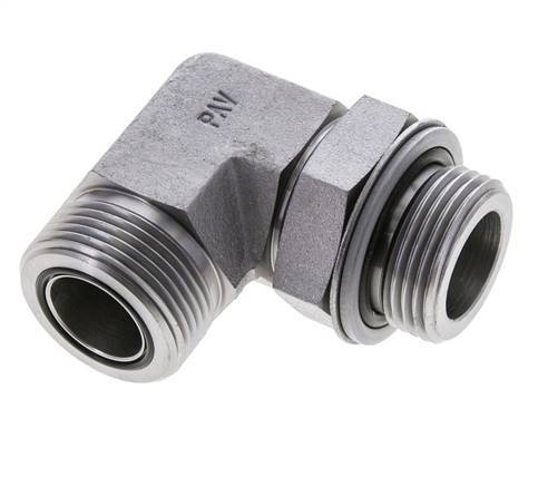 UN 1-7/16''-12 x G 1'' Männlich Verzinkter Stahl 90 Grad Winkelverschraubung ORFS 315 Bar - Hydraulisch