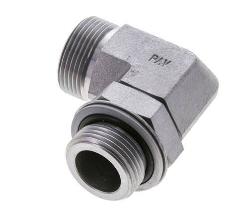 UN 1-7/16''-12 x G 1'' Männlich Verzinkter Stahl 90 Grad Winkelverschraubung ORFS 315 Bar - Hydraulisch