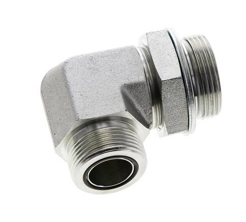 UN 1-7/16''-12 x G 1 1/4'' männlich Verzinkter Stahl 90 Grad Winkelverschraubung ORFS 250 Bar - Hydraulik