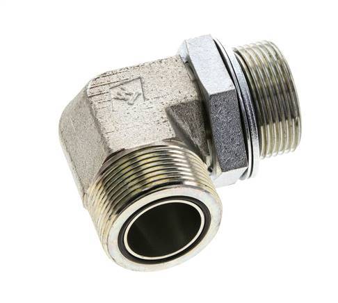UN 1-11/16''-12 x G 1 1/4''-Außengewinde Verzinkter Stahl 90-Grad-Winkelverschraubung ORFS 250 Bar - Hydraulik