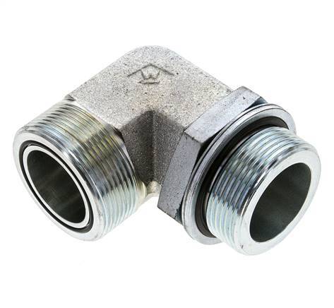 UN 2''-12 x G 1 1/2'' männlich Verzinkter Stahl 90 Grad Winkelverschraubung ORFS 200 Bar - Hydraulisch