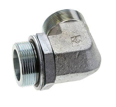 UN 2''-12 x G 1 1/2'' männlich Verzinkter Stahl 90 Grad Winkelverschraubung ORFS 200 Bar - Hydraulisch
