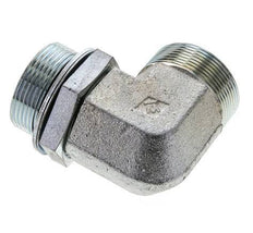 UN 2''-12 x G 1 1/2'' männlich Verzinkter Stahl 90 Grad Winkelverschraubung ORFS 200 Bar - Hydraulisch