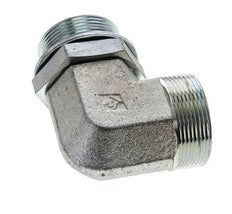 UN 2''-12 x G 1 1/2'' männlich Verzinkter Stahl 90 Grad Winkelverschraubung ORFS 200 Bar - Hydraulisch