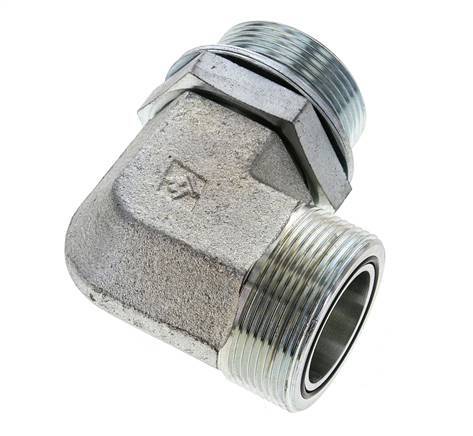 UN 2''-12 x G 1 1/2'' männlich Verzinkter Stahl 90 Grad Winkelverschraubung ORFS 200 Bar - Hydraulisch