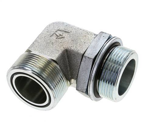 UN 2''-12 x G 1 1/2'' männlich Verzinkter Stahl 90 Grad Winkelverschraubung ORFS 200 Bar - Hydraulisch