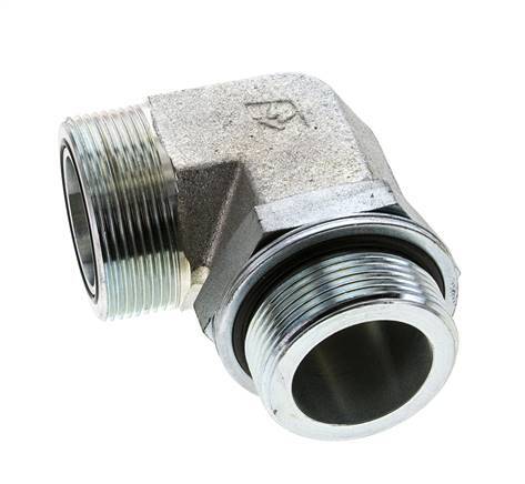 UN 2''-12 x G 1 1/2'' männlich Verzinkter Stahl 90 Grad Winkelverschraubung ORFS 200 Bar - Hydraulisch