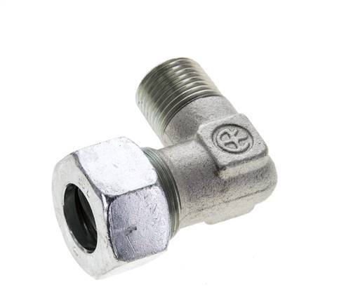 1/2'' NPT Male x 18L Zinc plated Steel 90 deg Elbow Cutting ring 315 Bar DIN 2353