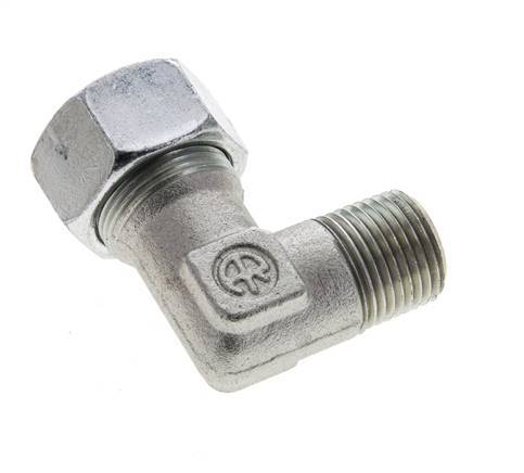 1/2'' NPT Male x 18L Zinc plated Steel 90 deg Elbow Cutting ring 315 Bar DIN 2353