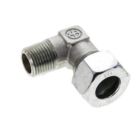 1/2'' NPT Male x 18L Zinc plated Steel 90 deg Elbow Cutting ring 315 Bar DIN 2353